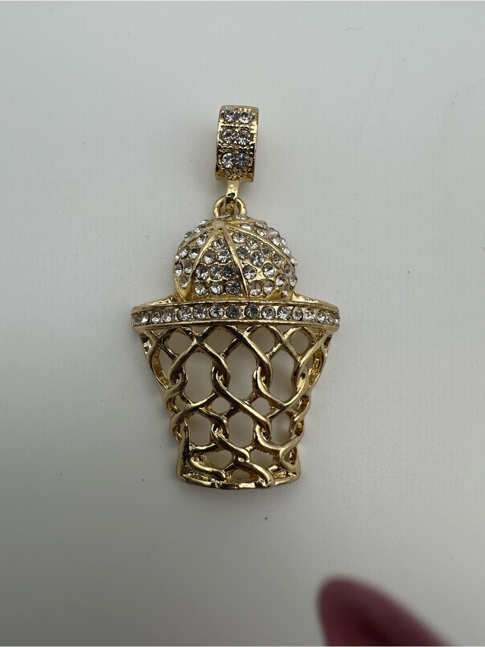 Gold Crystal Basketball Net Pendant Charm
